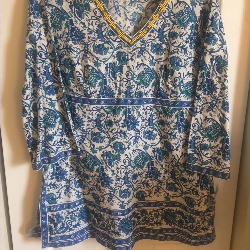Charter Club blue print blouse